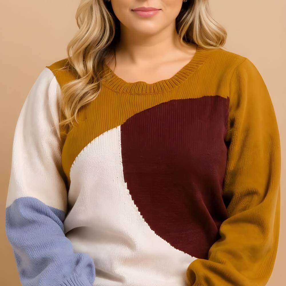 Chic Curves Abstract Pullover